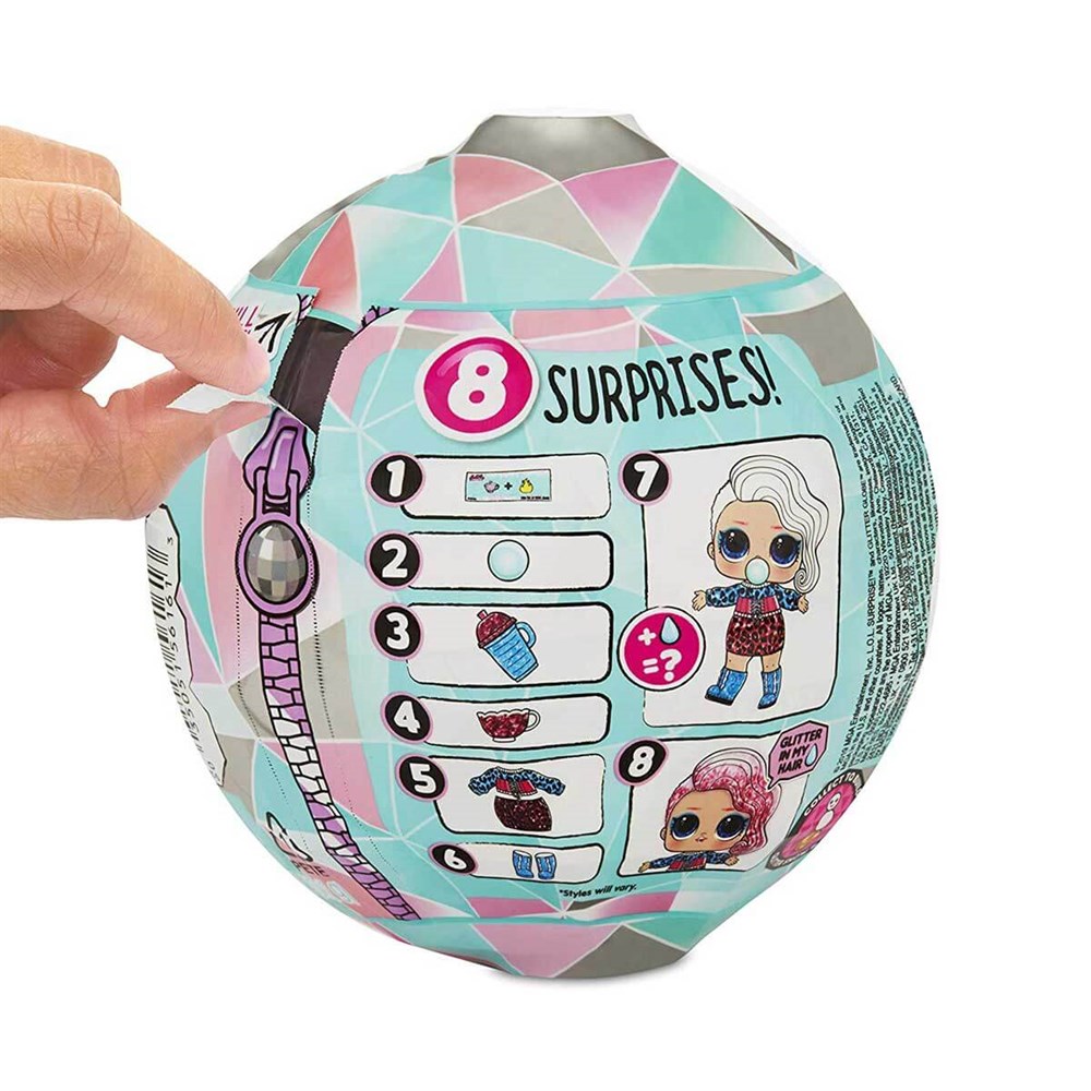 Kolleksiyon Karakterleri, L.O.L. Surprise - LOL Bebek, L.O.L Glitter Globe Bebekler Simli 8 Sürpriz Kar Tatili