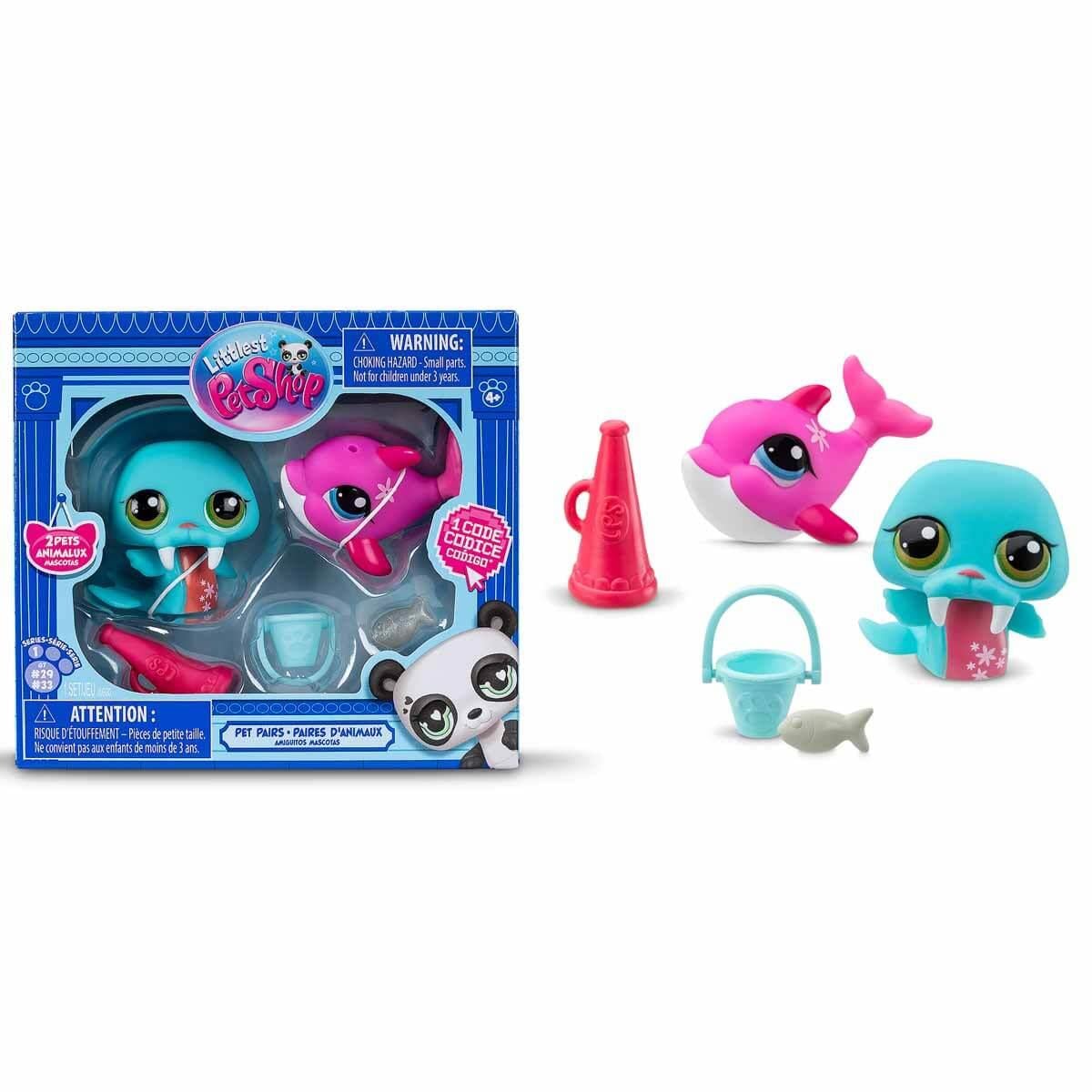 Kolleksiyon Karakterleri, Sunman, Littlest Pet Shop Minişler 2'li Figür Seti S1 S00005264 29&33 Deniz Aygırı ve Yunus Balığı