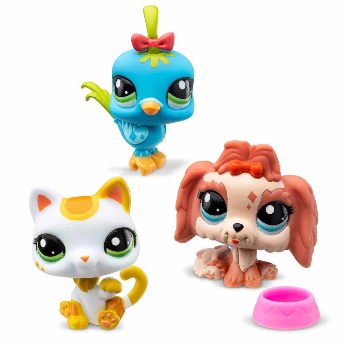 Kolleksiyon Karakterleri, Sunman, Littlest Pet Shop Minişler 3'lü Figür Seti S1 S00005516 Kuş Kedi Köpek