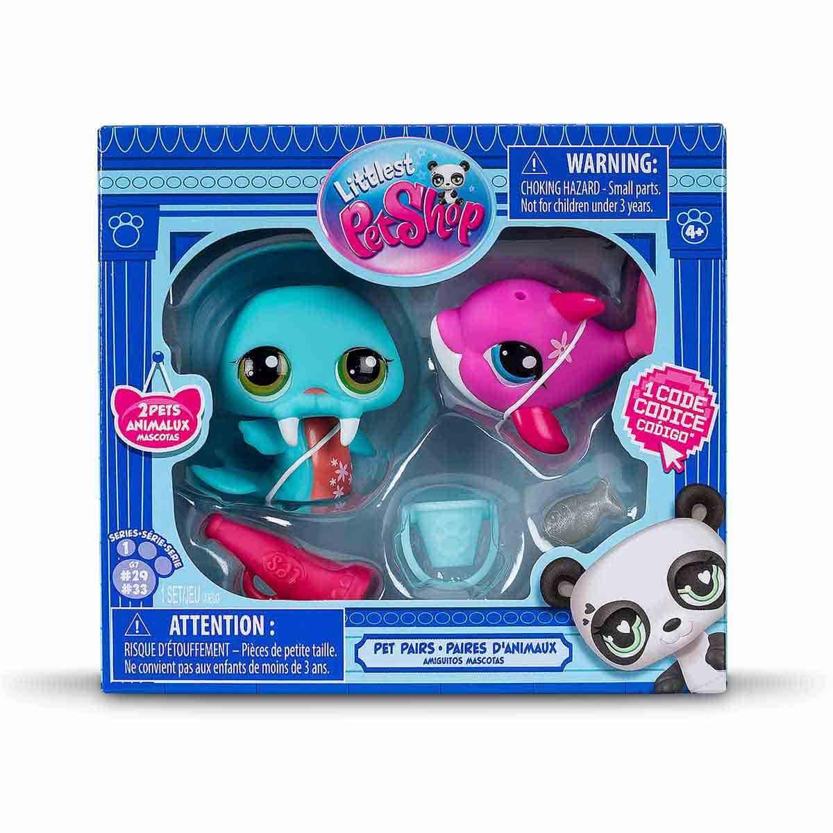 Kolleksiyon Karakterleri, Sunman, Littlest Pet Shop Minişler 2'li Figür Seti S1 S00005264 29&33 Deniz Aygırı ve Yunus Balığı