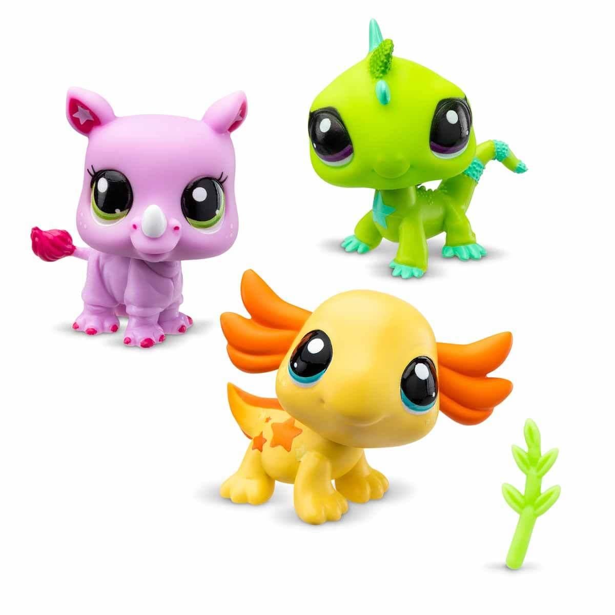 Kolleksiyon Karakterleri, Sunman, Littlest Pet Shop Minişler 3'lü Figür Seti S1 S00005516 Gergedan İguana Aksolotl
