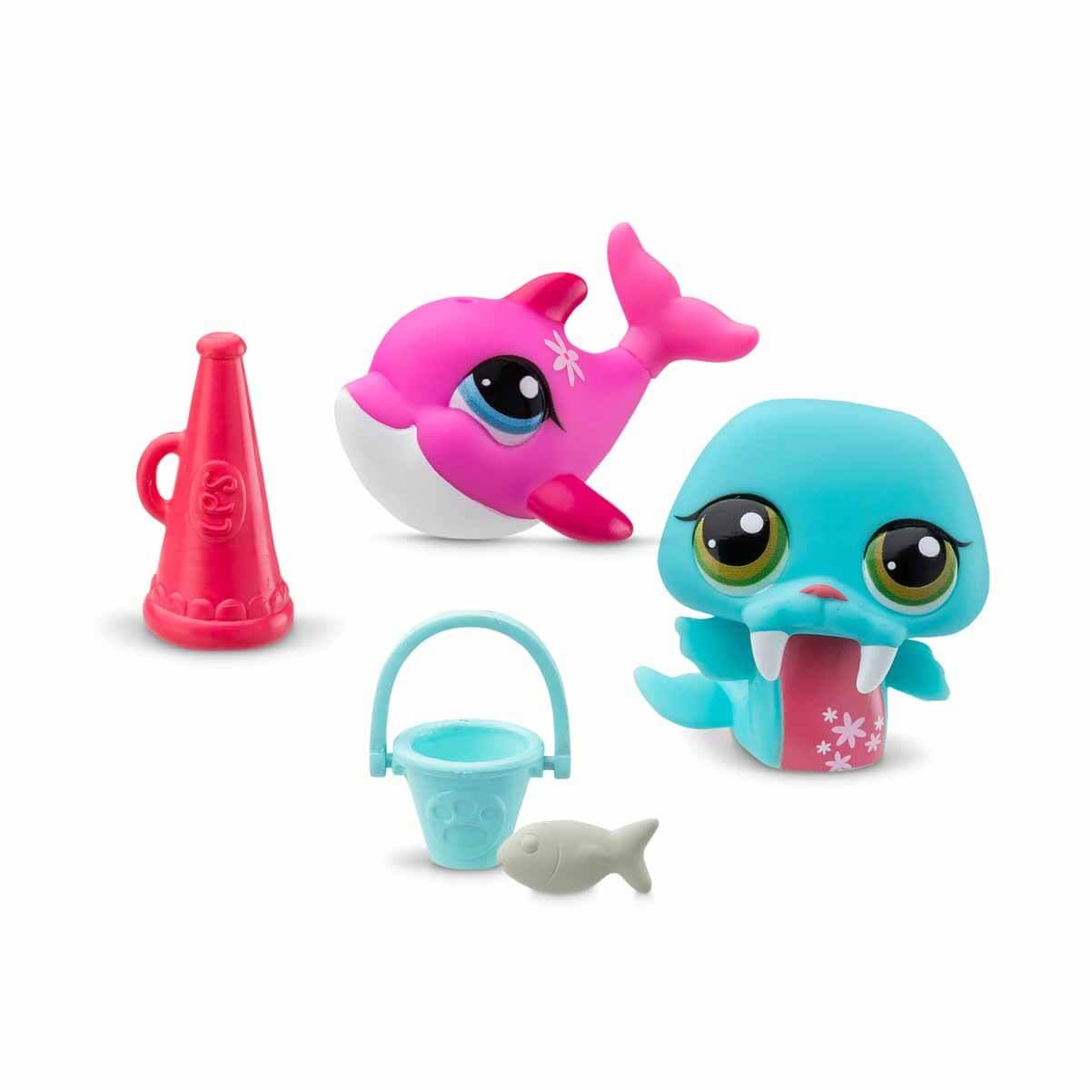 Kolleksiyon Karakterleri, Sunman, Littlest Pet Shop Minişler 2'li Figür Seti S1 S00005264 29&33 Deniz Aygırı ve Yunus Balığı