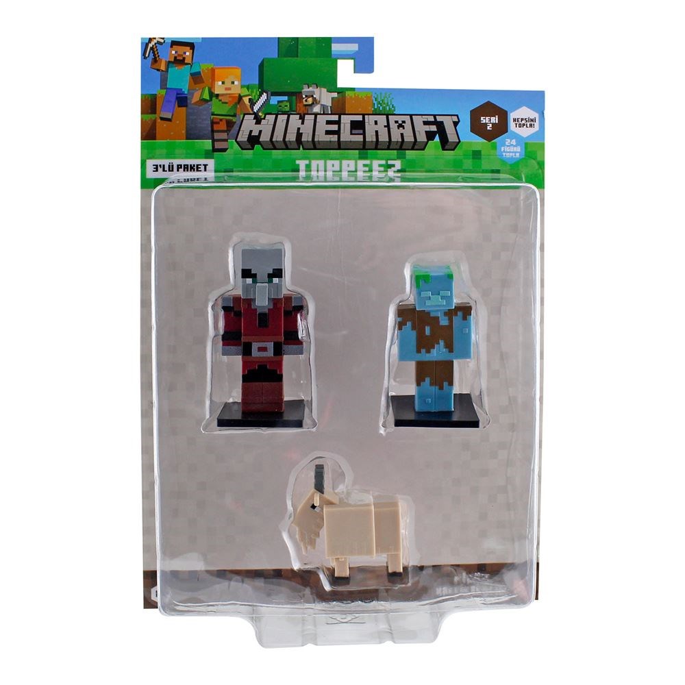 Kolleksiyon Karakterleri, NECOTOYS, Minecraft 3D Toppeez 3'lü Figür Seti 18247 Model 6