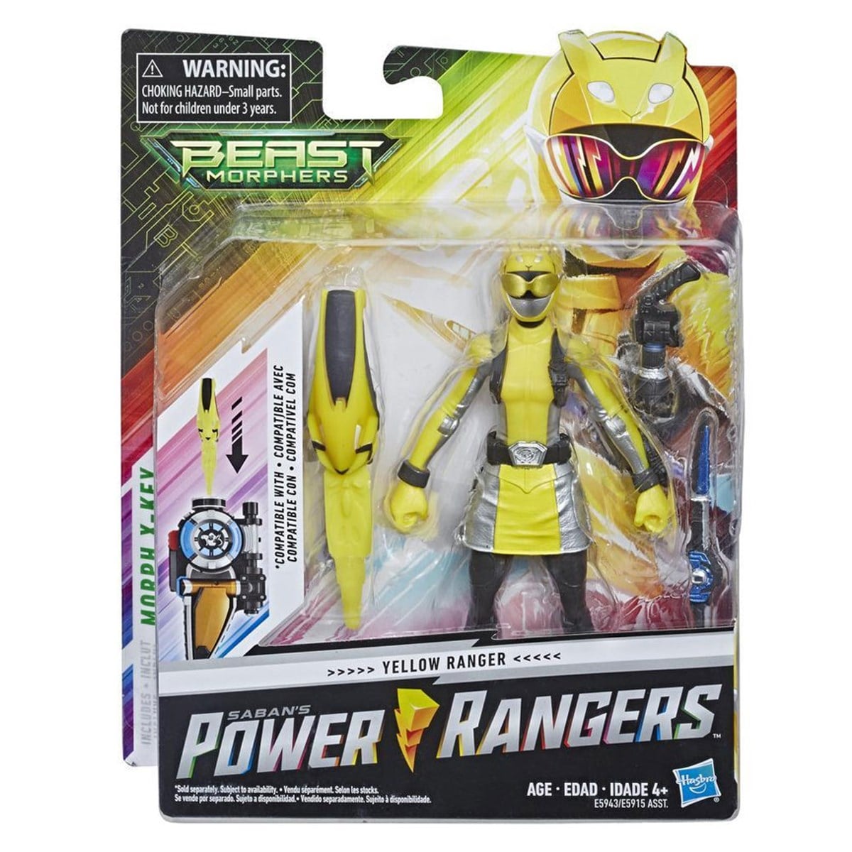 Kolleksiyon Karakterleri, Power Rangers, Power Ranger Beast Morphers Figür 15 cm E5915 E8637 Beast-X Yellow Ranger