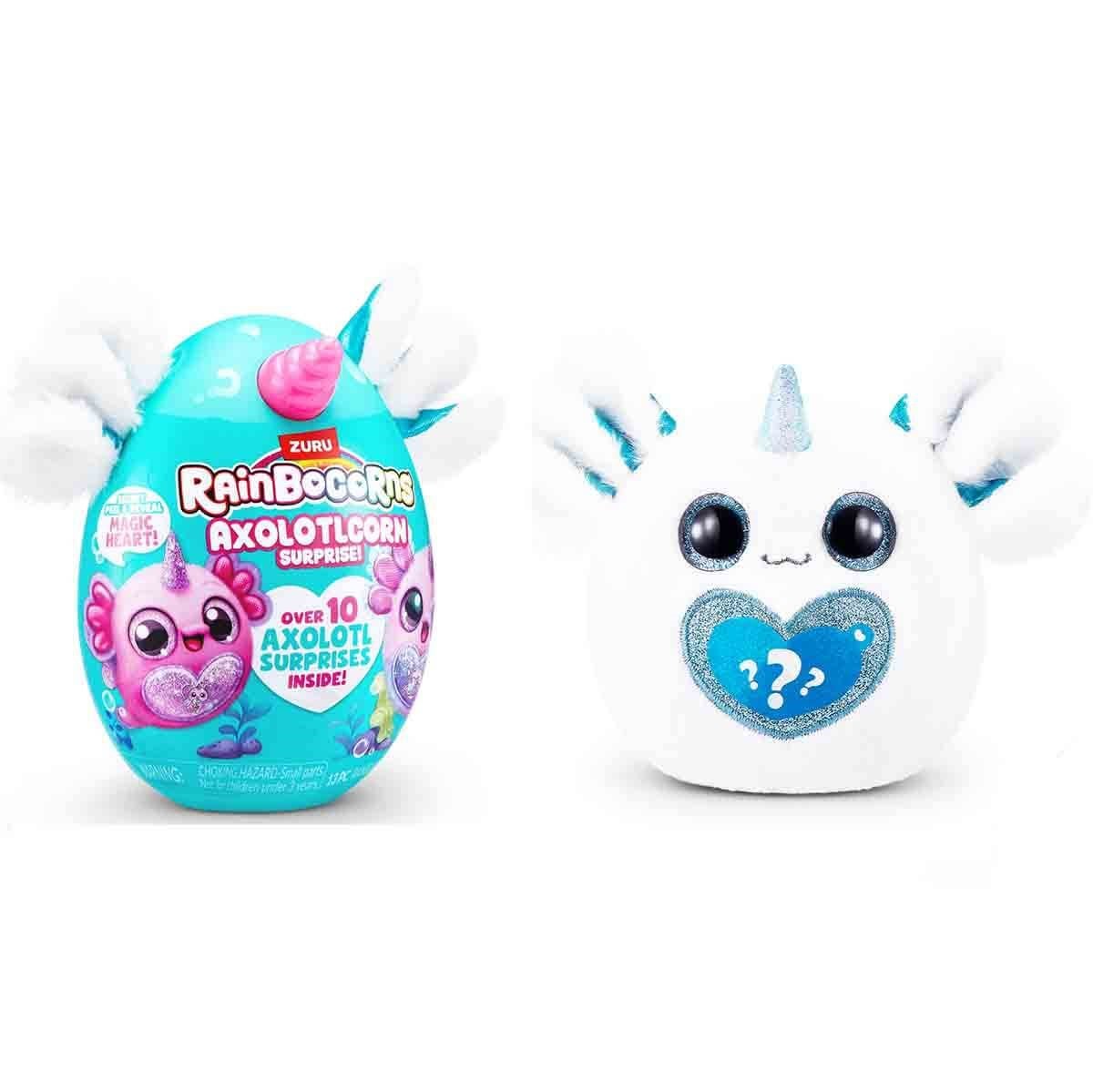 Kolleksiyon Karakterleri, Giochi Preziosi, Rainbocorns Axolotlcorn Sürpriz Peluş RAR35000 Beyaz-Mavi