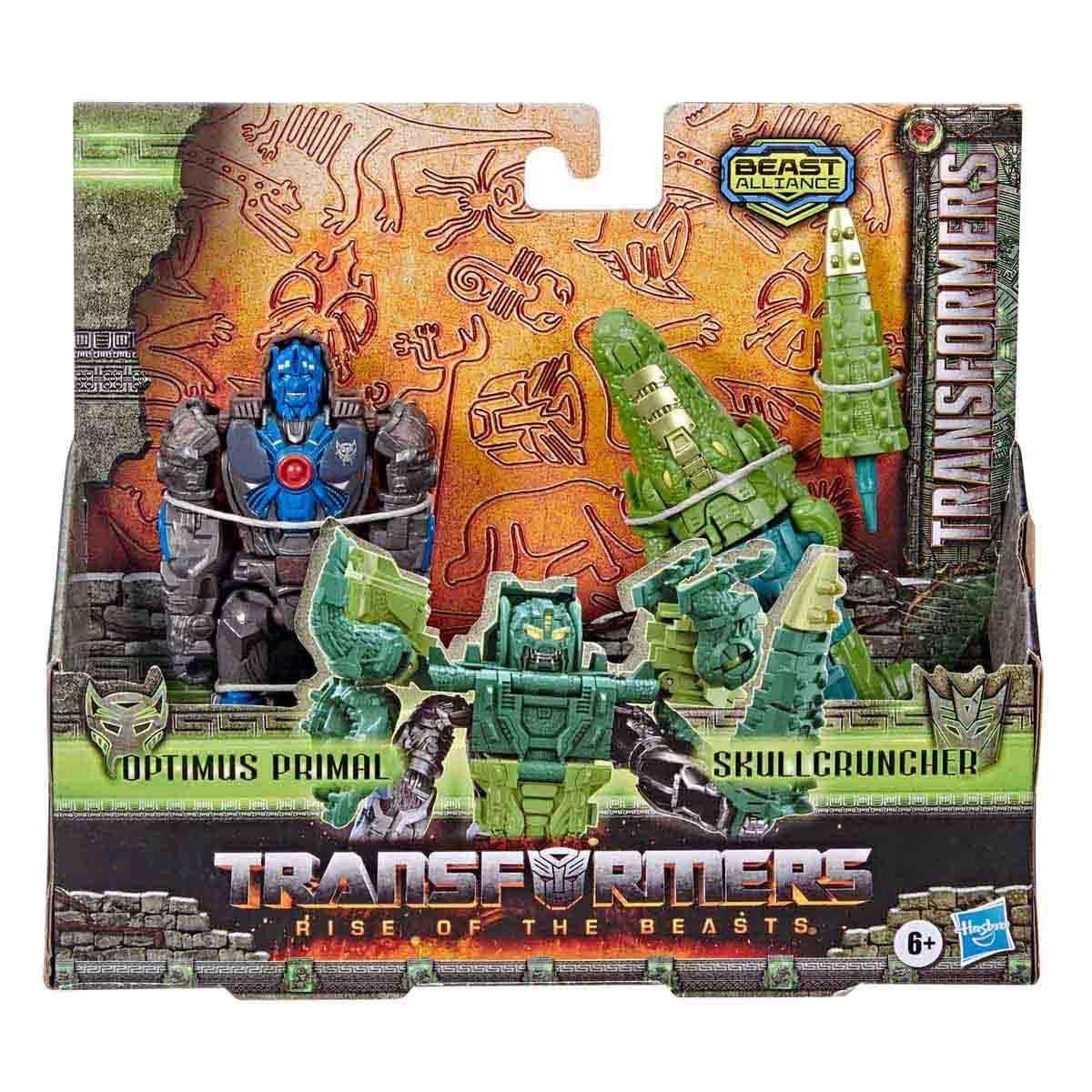Kolleksiyon Karakterleri, Transformers, Transformers Rise of The Beast 2'li Figür Seti F3898 F4619 Optimus Primal Ve Skullcruncher