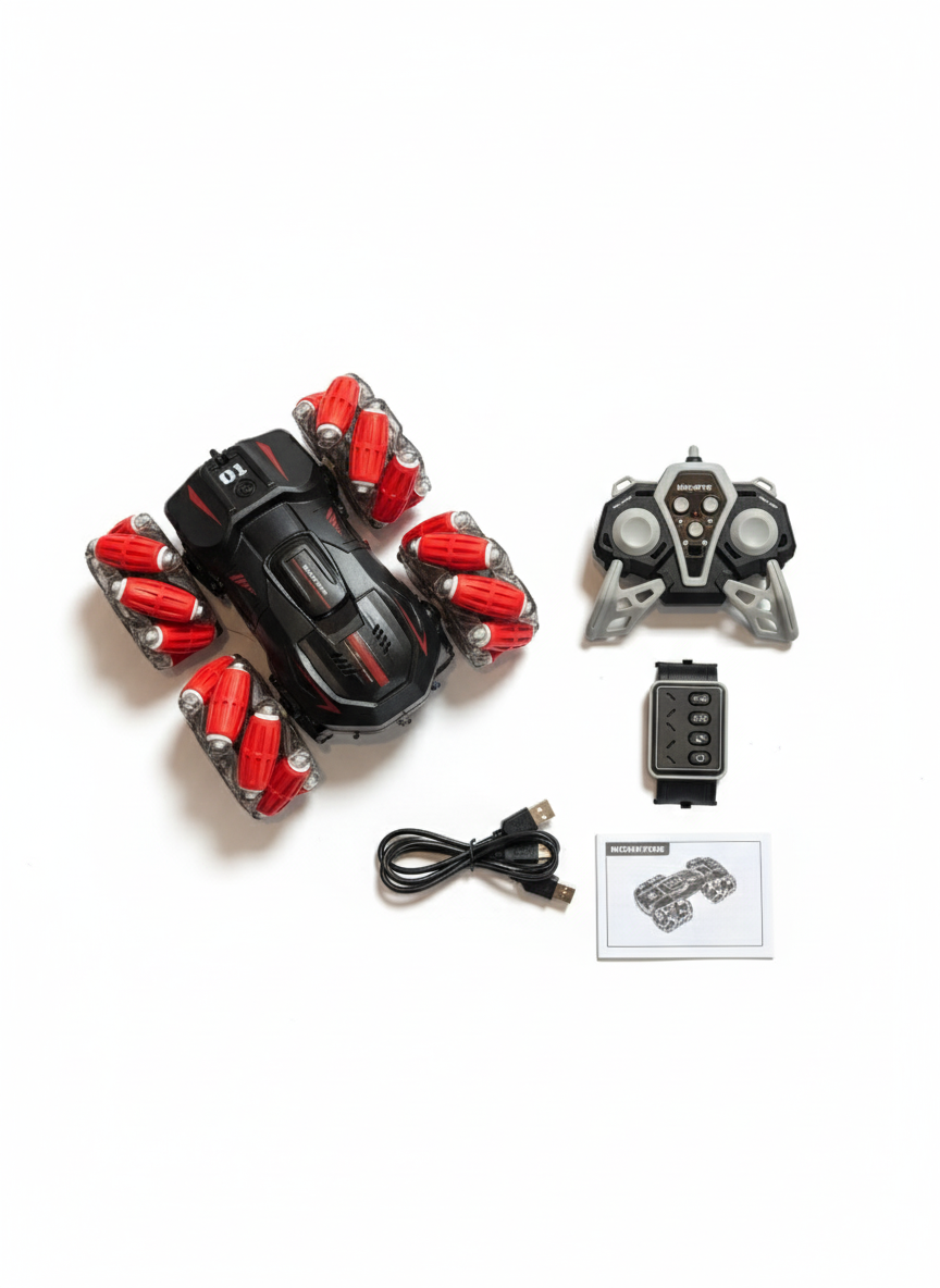 Kumandalı Arabalar, Ceren, CTOY Sesli ve Işıklı Bilekten Kontrollü 360 Dere Dönebilen Kukandalı Araba 74991 Kırmızı