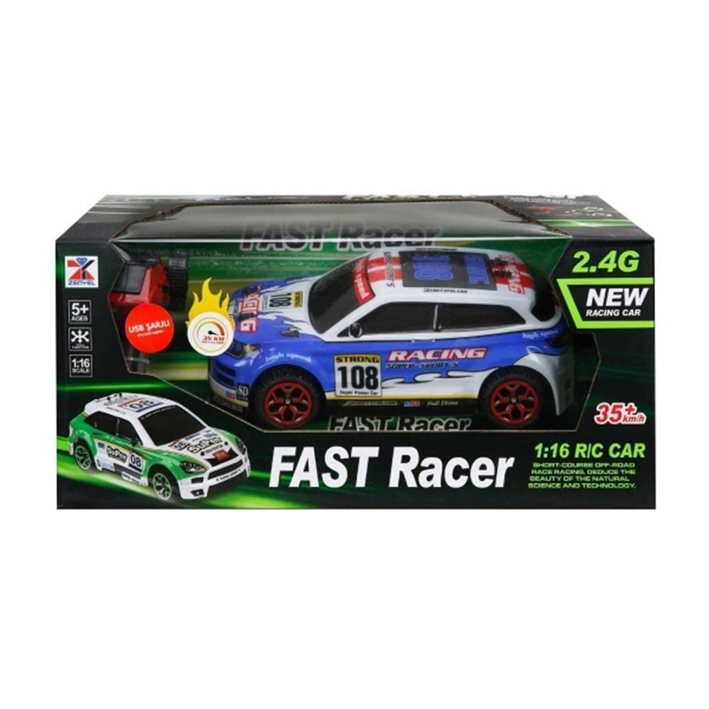 Kumandalı Arabalar, Birlik Oyuncak, Full Fonksiyon Uzaktan Kumandalı Mavi Fast Racing 108 Yarış Arabası 1:16 Şarjlı