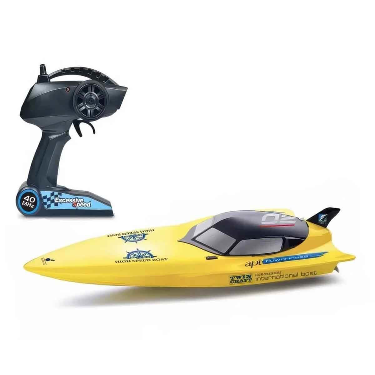 Kumandalı Arabalar, Sunman, Motorlu USB Şarjlı Uzaktan Kumandalı Yarış Teknesi 74 cm 45558 Sarı