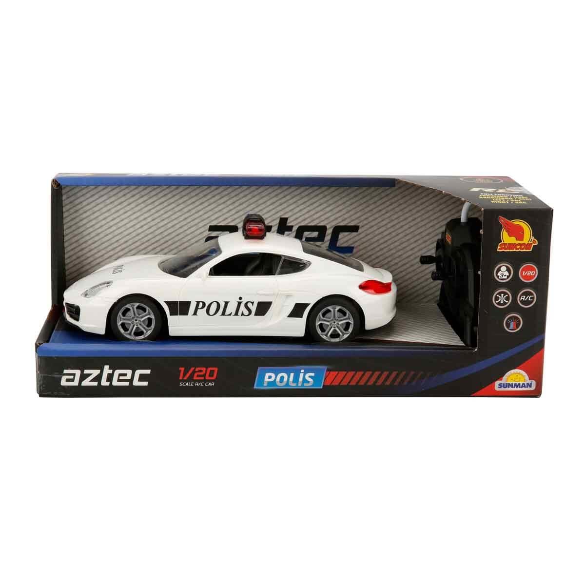 Kumandalı Arabalar, Sunman, Suncon 1:20 Uzaktan Kumandalı Suncon Işıklı Polis Arabası 21 cm 33012 Beyaz Porce