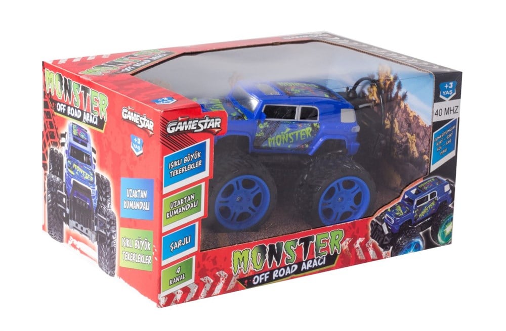 Kumandalı Arabalar, Furkan Toys, Uzaktan Kumandalı Şarjlı Işıklı Monster Off Road Aracı FR37197