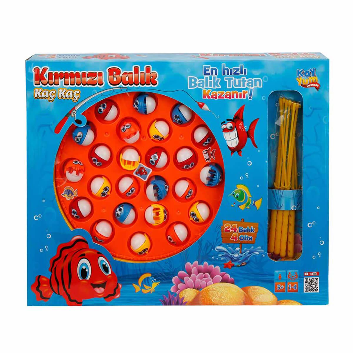Kutu Oyunları, KAYYUM OYUNCAK, Kayyum Kırmızı Balık Kaç Kaç Balık Tutma Oyun Seti 28 Parça