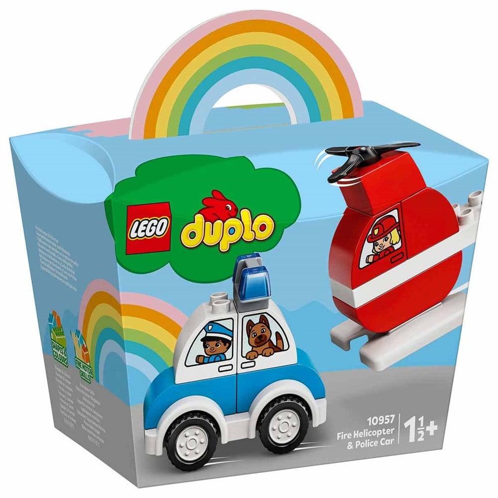 Lego Duplo, Lego, LEGO DUPLO Creative Play İtfaiye Helikopteri ve Polis Arabası 10957