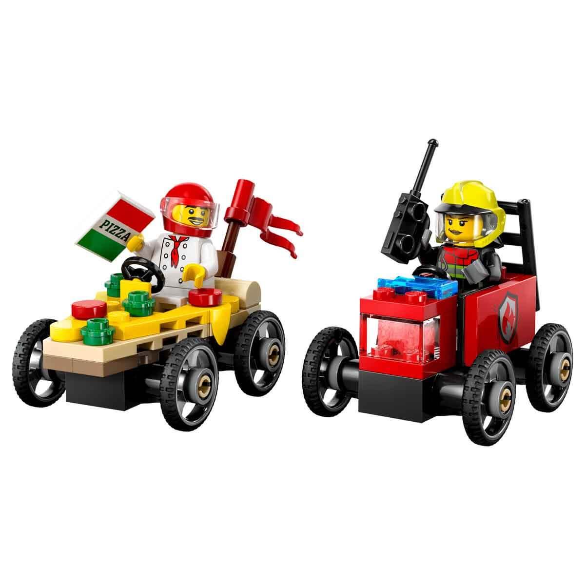 Lego Oyun Setleri, Lego, LEGO City Pizza Arabası İtfaiye Kamyonuna Karşı Yarış Arabası Paketi 60458