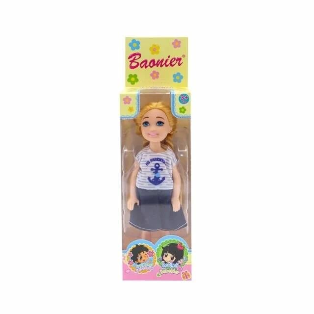 Manken Bebekler, MEGA OYUNCAK, Baonier Tekli Kız Bebek 85801 Sarı Saçlı Mavi Kot Etekli