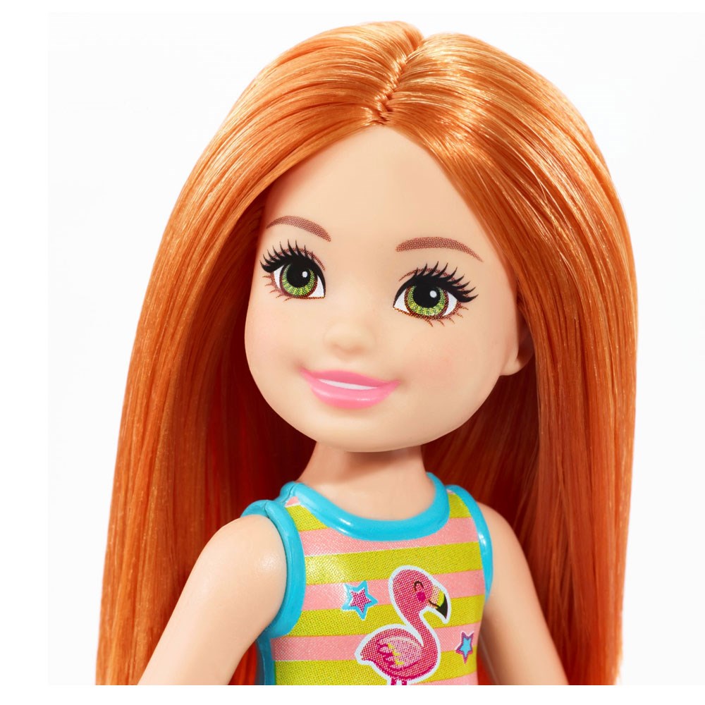 Manken Bebekler, Barbie, Barbie Chelsea Tatilde Bebekleri GLN69 GLN72 Flamingo Desenli