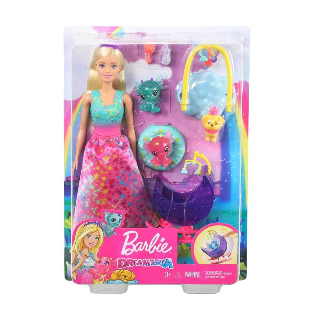 Manken Bebekler, Barbie, Barbie Dreamtopia Prenses Bebek ve Aksesuarları Oyun Seti GJK49 GJK51 Elbiseli