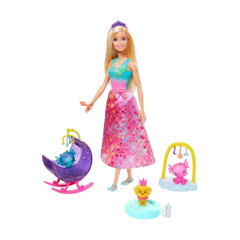 Manken Bebekler, Barbie, Barbie Dreamtopia Prenses Bebek ve Aksesuarları Oyun Seti GJK49 GJK51 Elbiseli