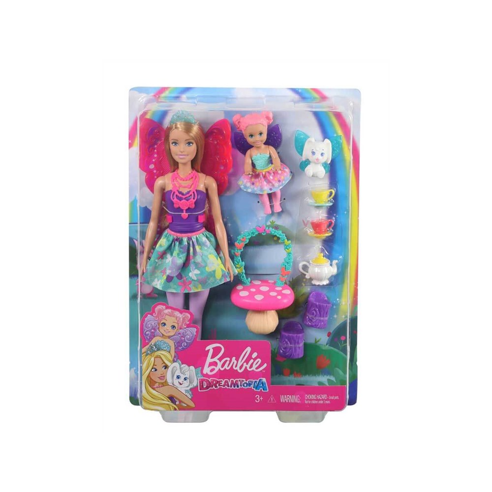 Manken Bebekler, Barbie, Barbie Dreamtopia Prenses Bebek ve Aksesuarları Oyun Seti GJK49 GJK50 Kelebek Kanatlı Çay Partisi