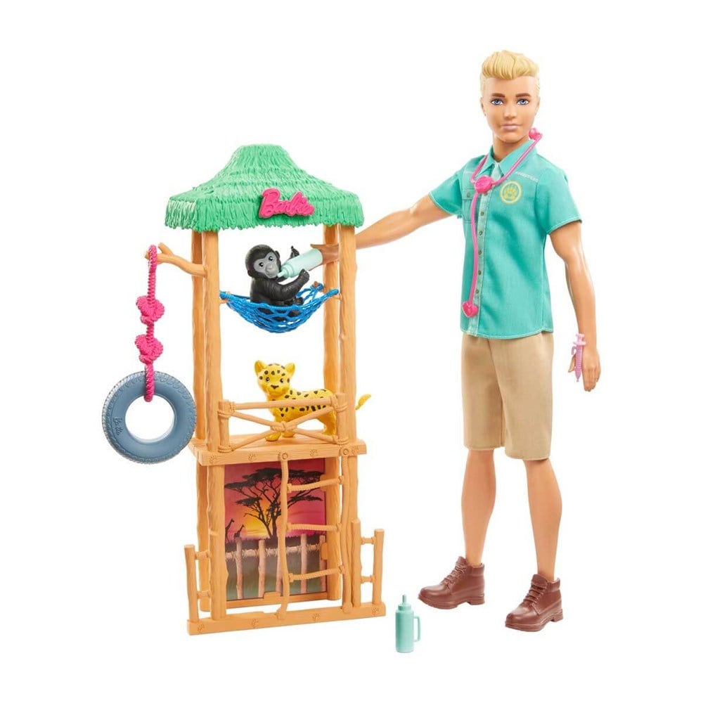 Manken Bebekler, Barbie, Barbie Ken ve Meslekleri Oyun Setleri GJM32 GJM33 Vahşi Doğa Veterineri