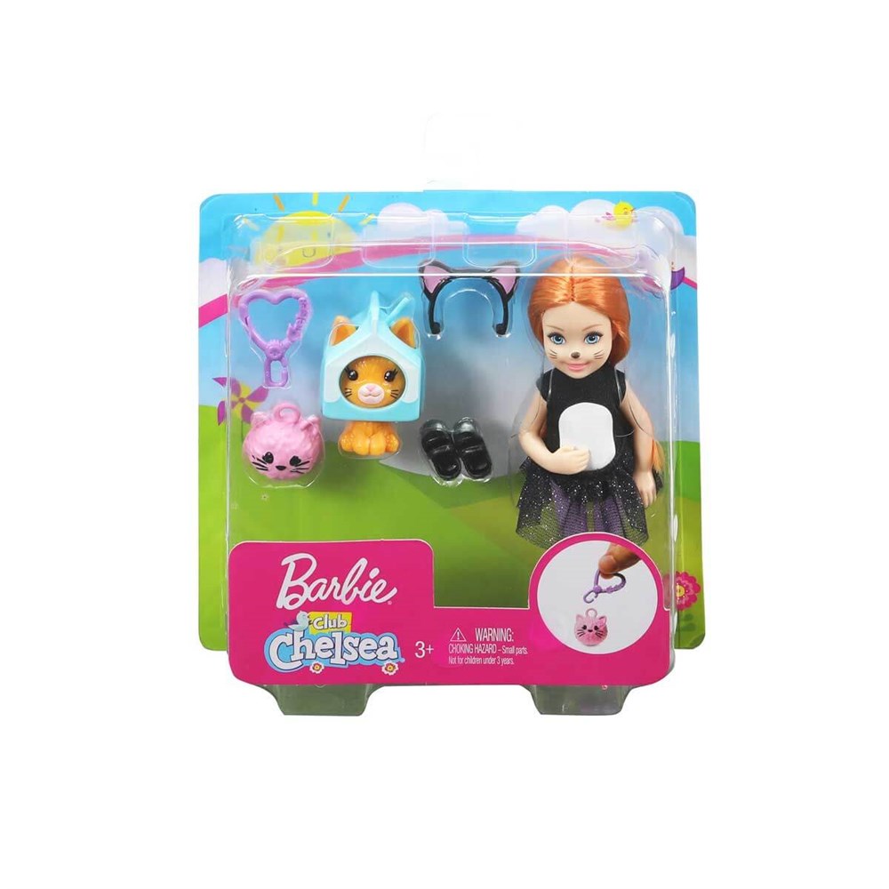 Manken Bebekler, Barbie, Barbie Kostümlü Chelsea ve Hayvancığı Oyun Setleri GHV69 GJW29 Kedi Taçlı