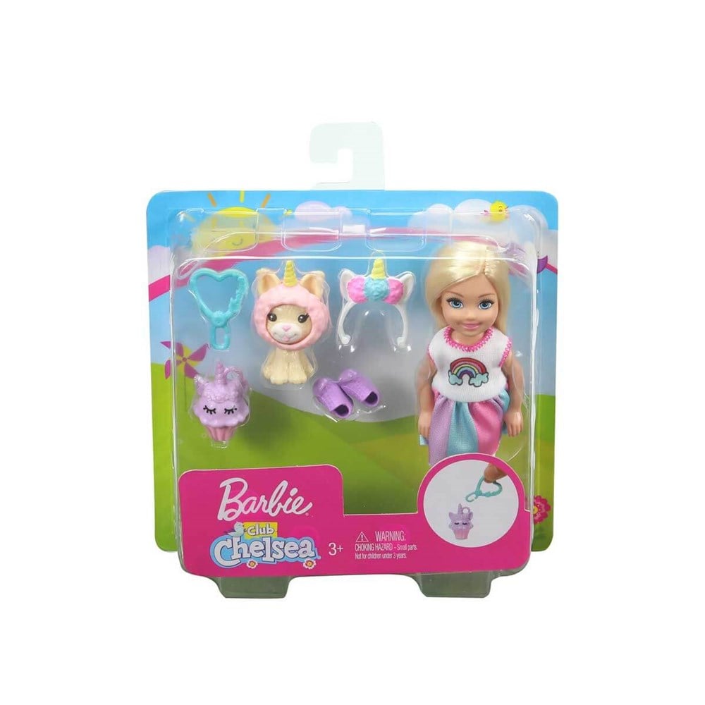 Manken Bebekler, Barbie, Barbie Kostümlü Chelsea ve Hayvancığı Oyun Setleri GHV69 GHV70 Unicorn Taçlı