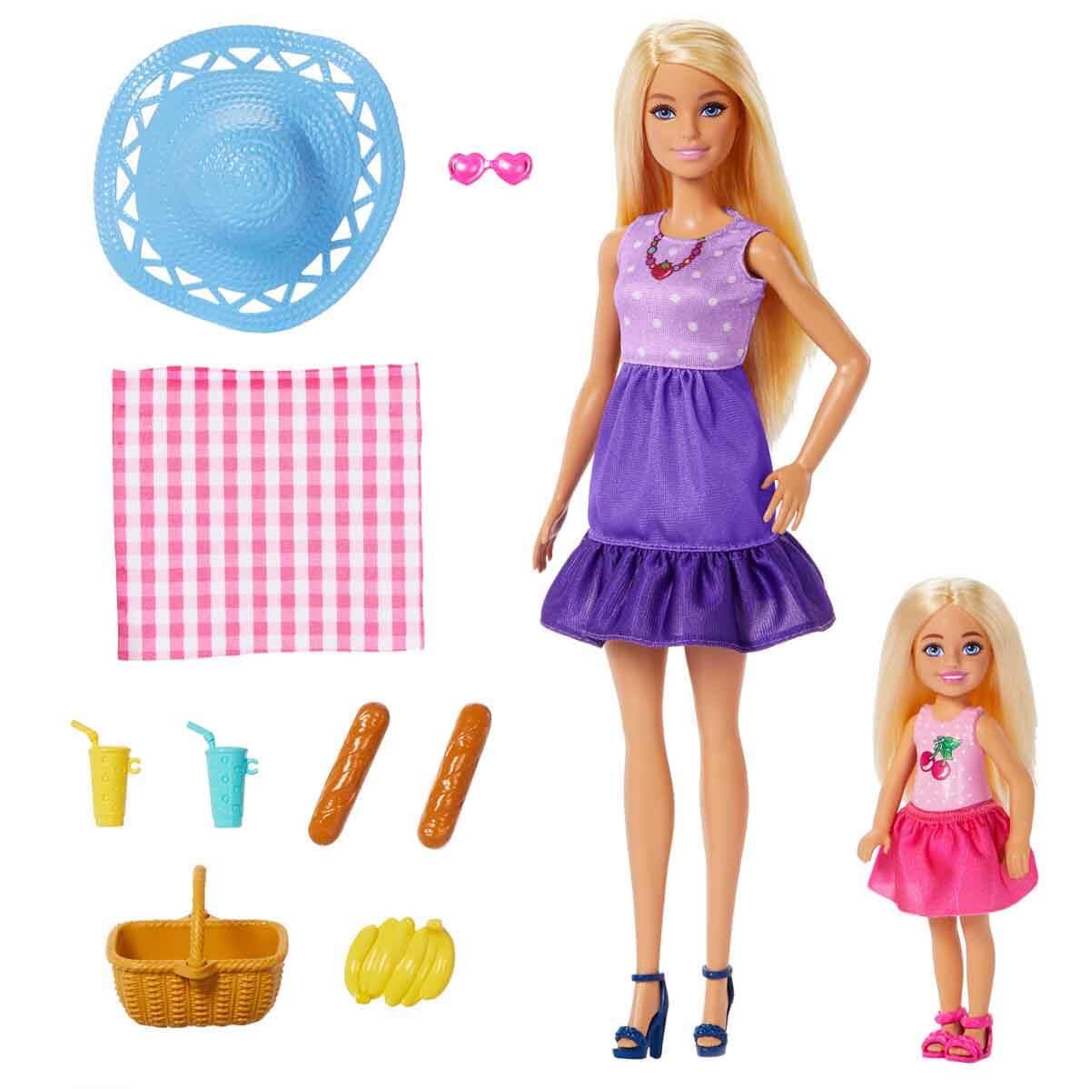 Manken Bebekler, Mattel, Barbie Malibu ve Chelsea Piknik Oyun Seti JBF43