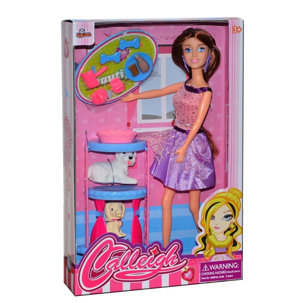 Manken Bebekler, Vardem, Manken Bebek ve Sevimli Köpekleri Oyun Seti 66380F 57765 Mor