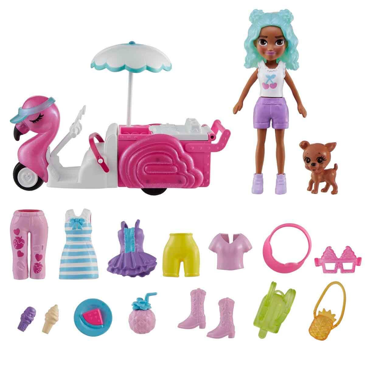 Manken Bebekler, Polly Pocket, Polly Pocket Flamingo Atıştırmalık Arabası HWP24