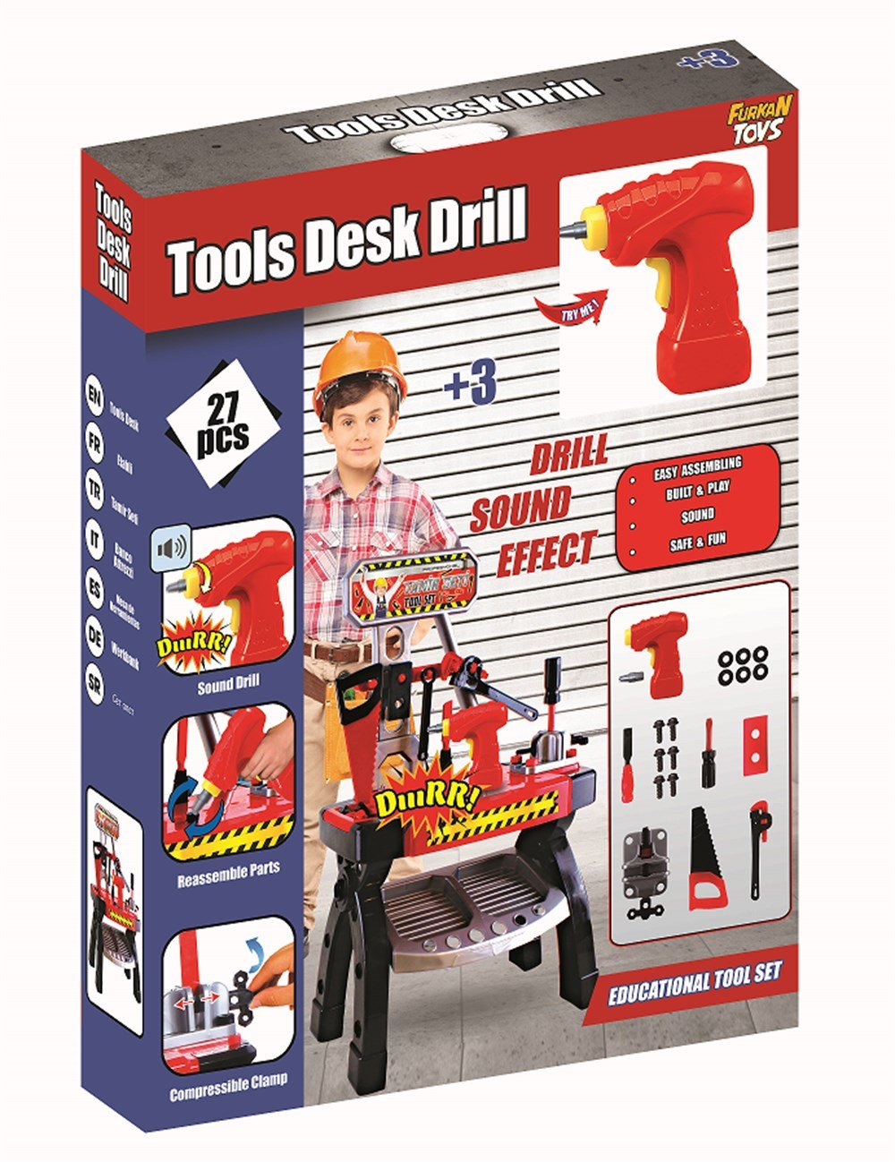 Mesleki Oyuncaklar, Furkan Toys, Pilli Matkaplı Tamir Seti FR57140