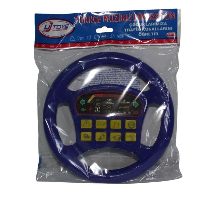 Mesleki Oyuncaklar, UJ TOYS, Türkçe Müzikli Pilli Direksiyon 54909 Mavi