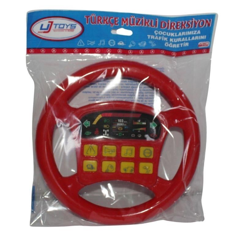 Mesleki Oyuncaklar, UJ TOYS, Türkçe Müzikli Pilli Direksiyon 54909 Kırmızı
