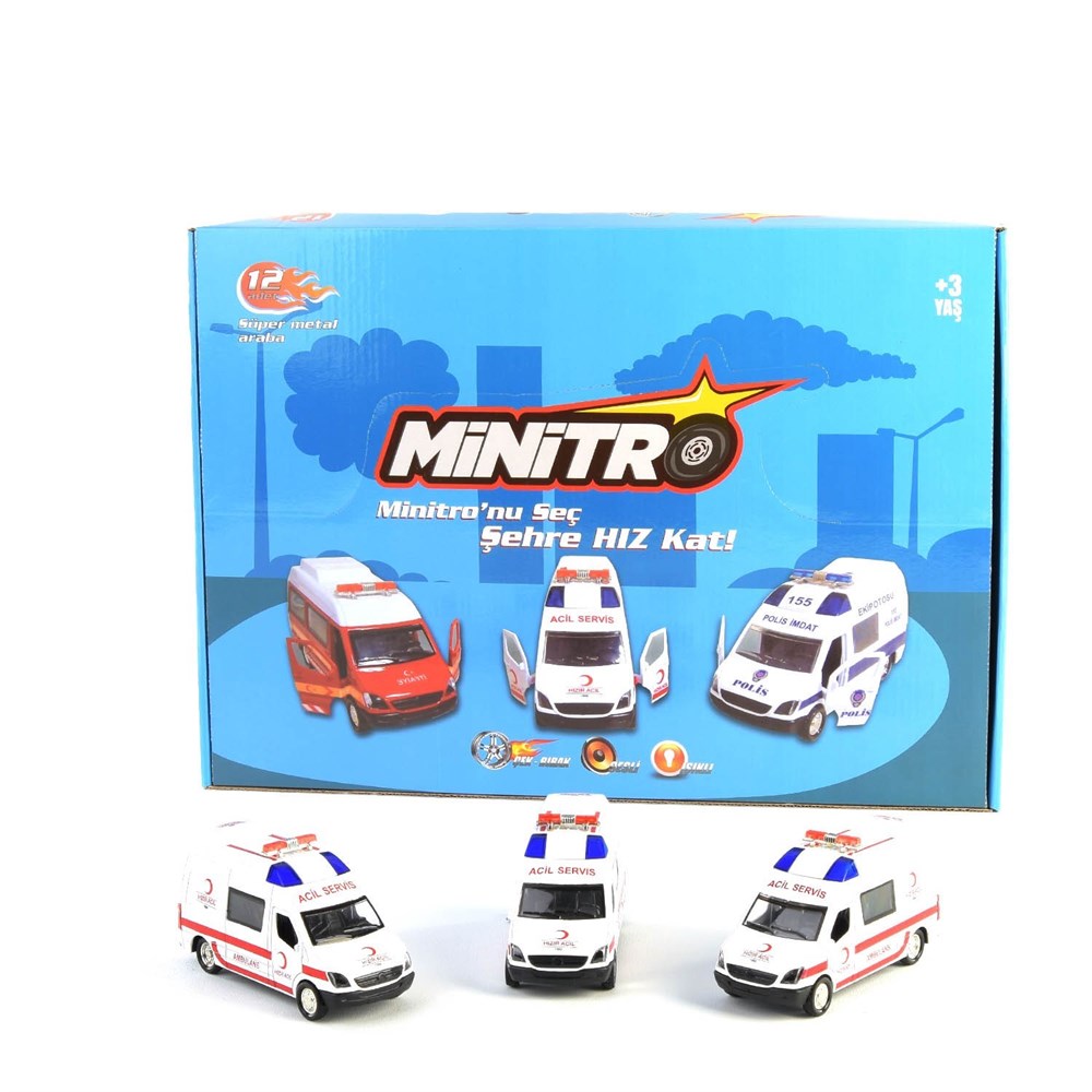 Metal Ambulans Çek-Bırak Sesli Işıklı