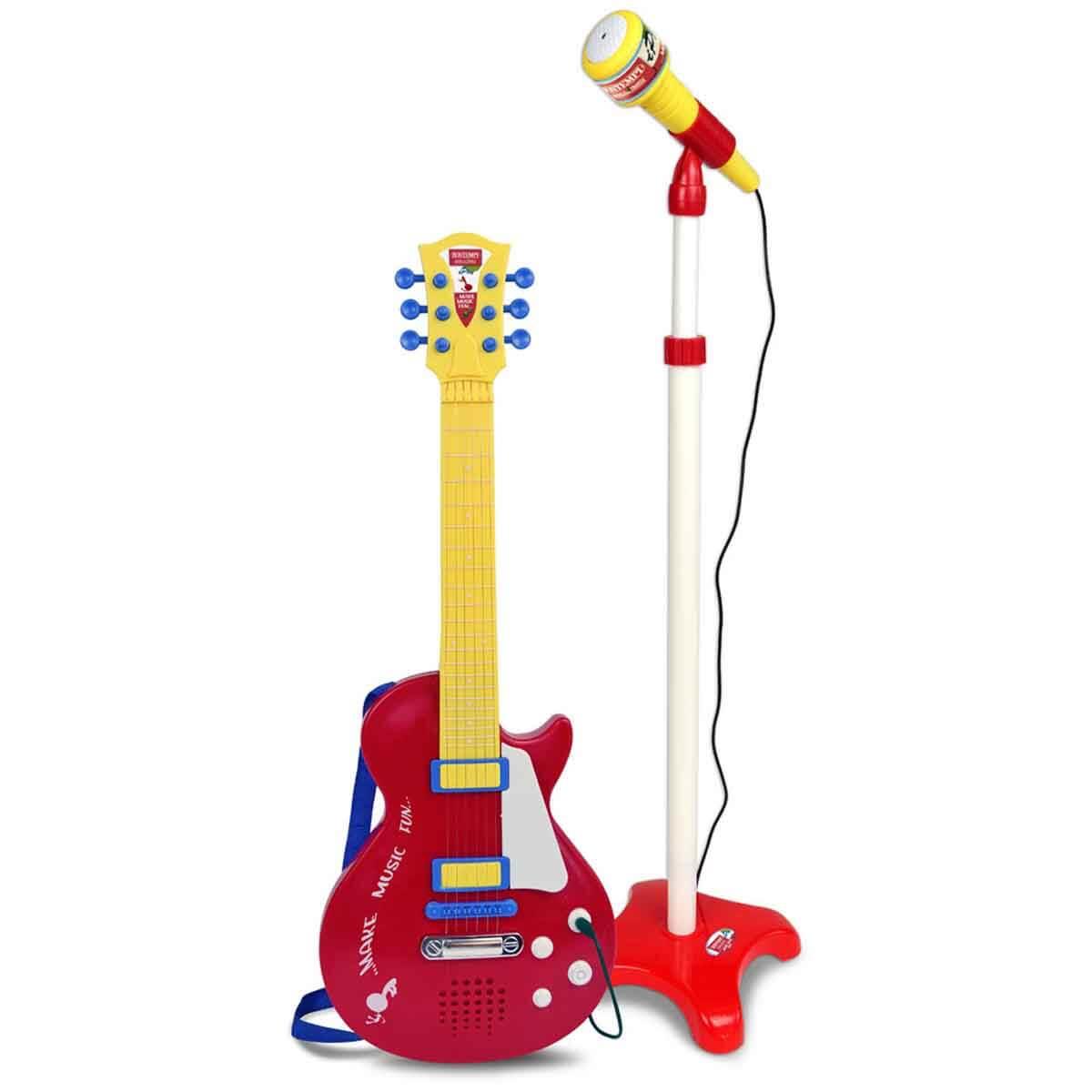 Müzik Aletleri, Sunman, Bontempi Ayaklı Mikrofonlu Kırmızı Elektronik Çocuk Rock Gitarı