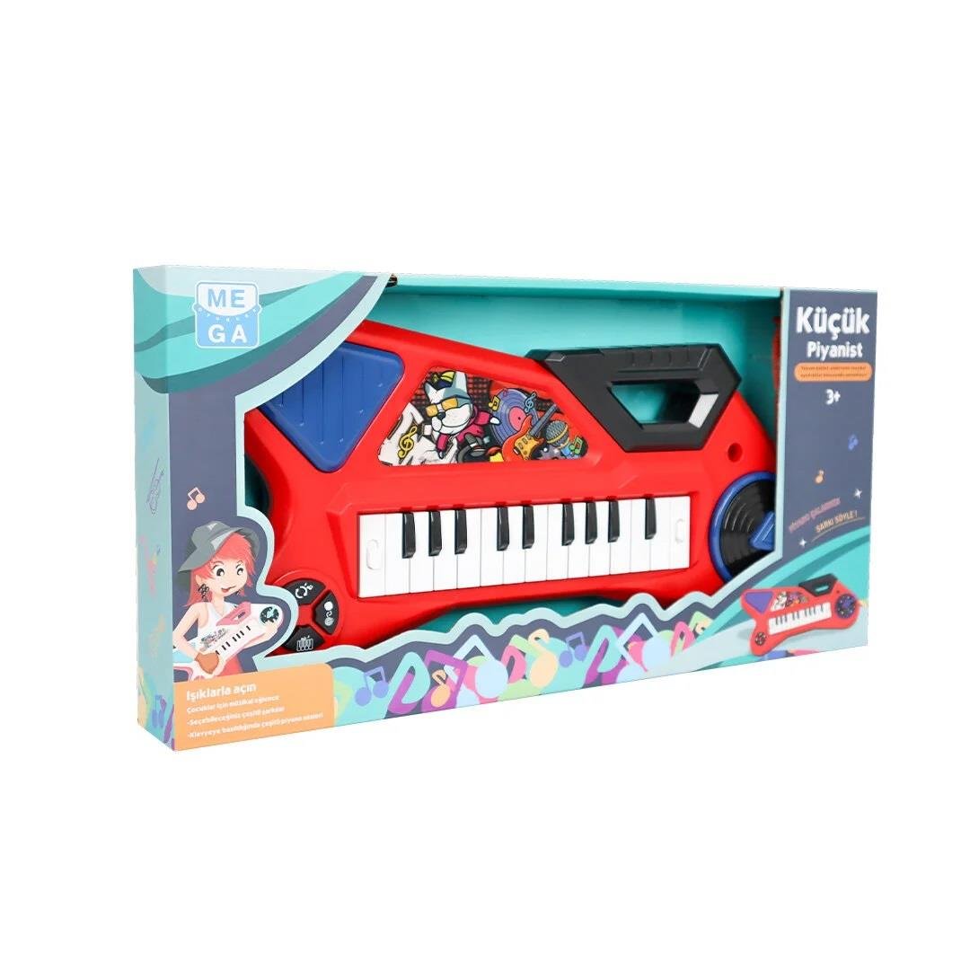 Müzik Aletleri, MEGA OYUNCAK, Küçük Piyanist 22 Tuşlu Piyano 24805 Kırmızı