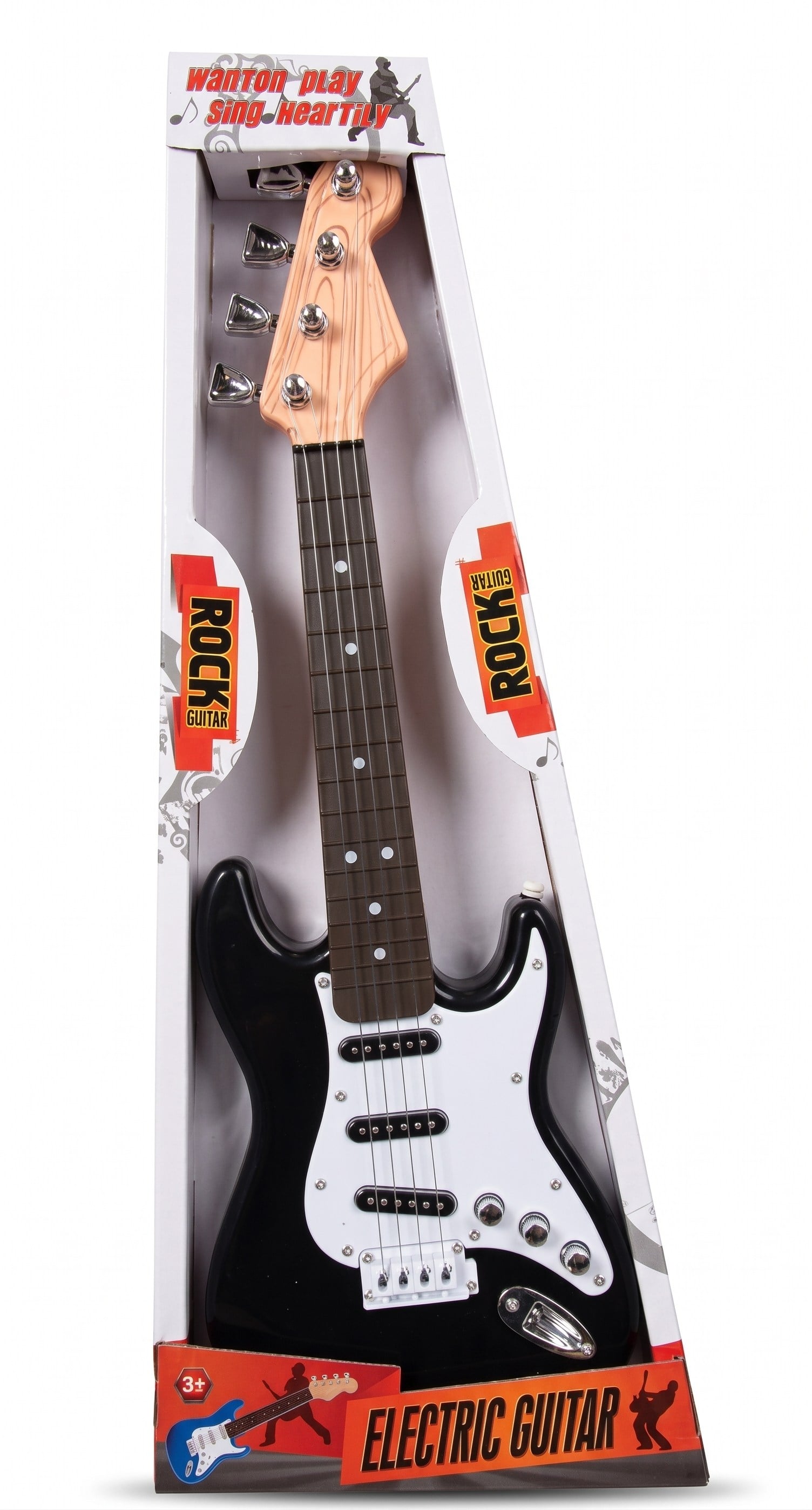 Müzik Aletleri, Sunman, Pilli Elektronik Rock Gitarı 44 cm 45111 Siyah