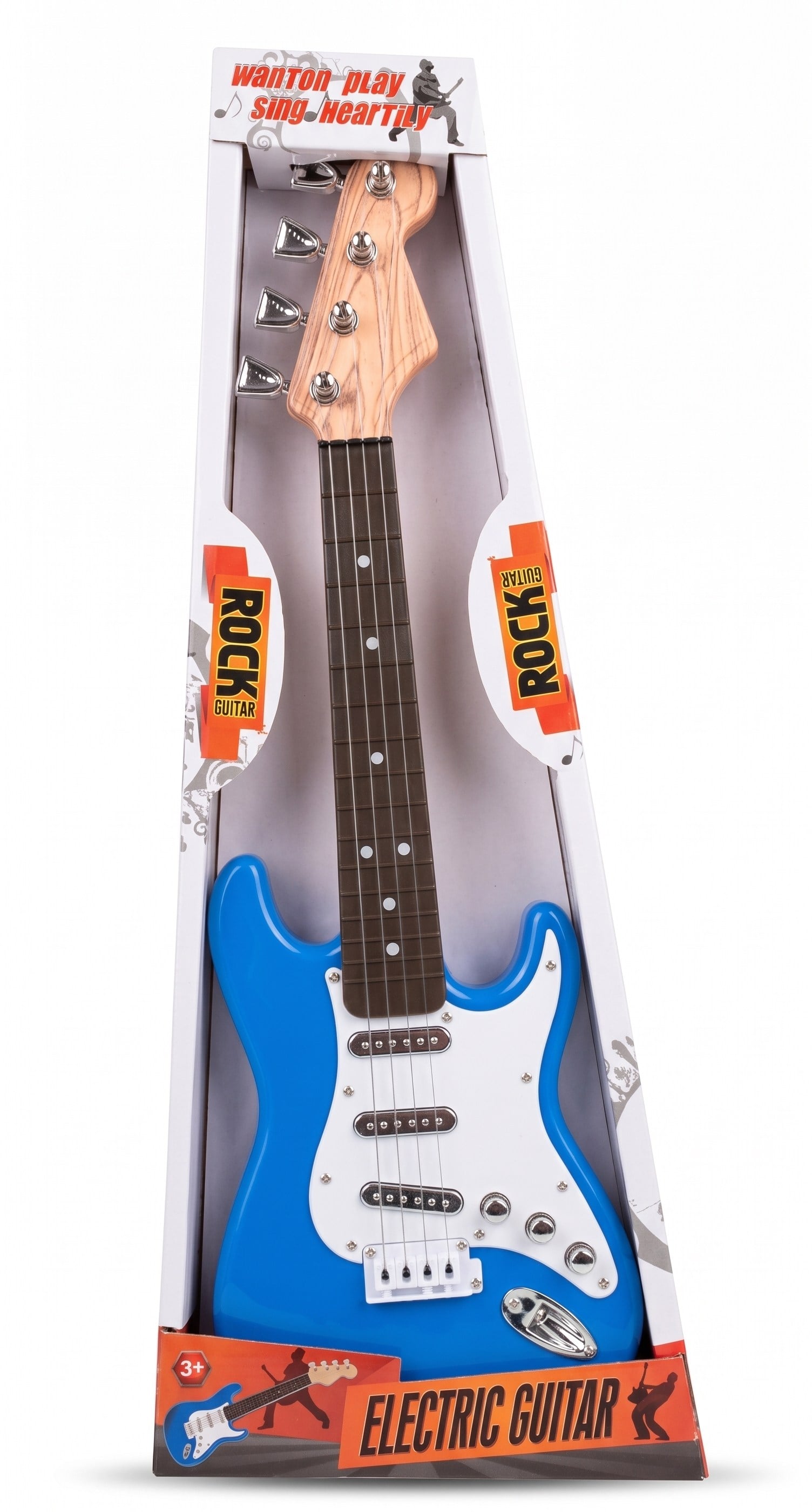 Müzik Aletleri, Sunman, Pilli Elektronik Rock Gitarı 44 cm 45111 Mavi
