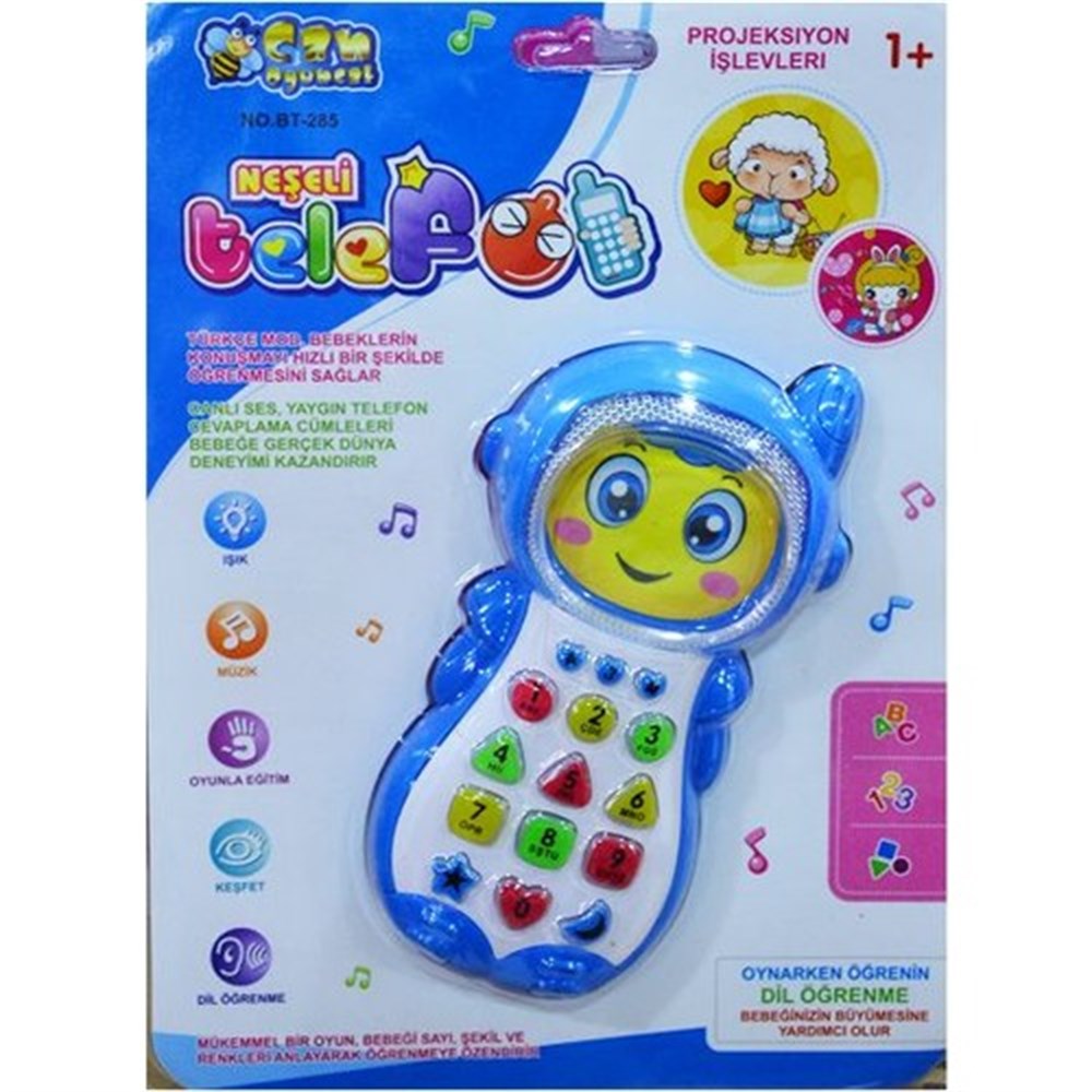 Neşeli Telefon Sesli Işıklı Eğitici Oyuncak Cep Telefonu - Projeksiyonlu