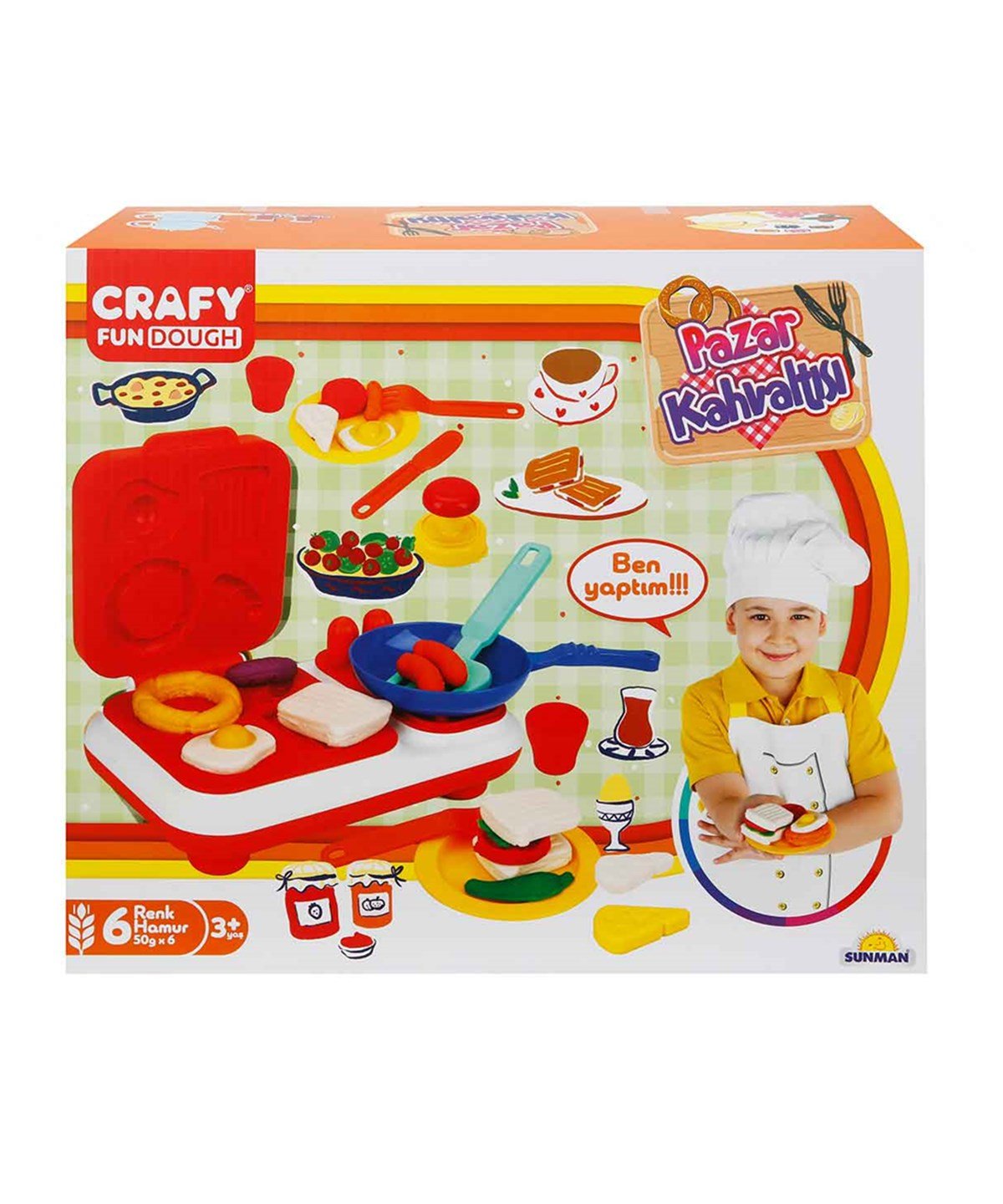Oyun Hamuru ve Slime, Sunman, Crafy Pazar Kahvaltısı Oyun Hamuru Seti 300 gr 23 Parça