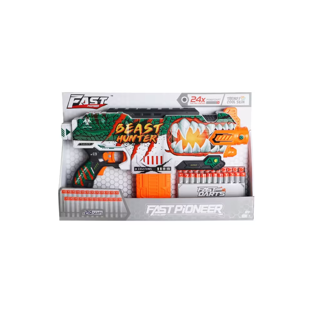 Oyuncak Silahlar, MEGA OYUNCAK, Fast Pioneer Beast Hunter 24 Mermili Dart Atan Şarjörlü Tabanca