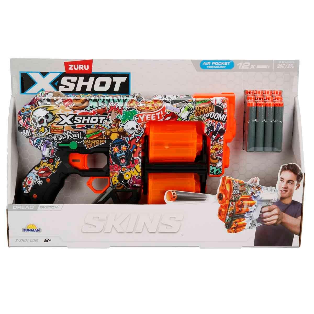 Oyuncak Silahlar, DİSNEY, X-Shot Skins Dread 12 Mermili Sünger Dart Atan Silah 31 cm 37848 Sketch