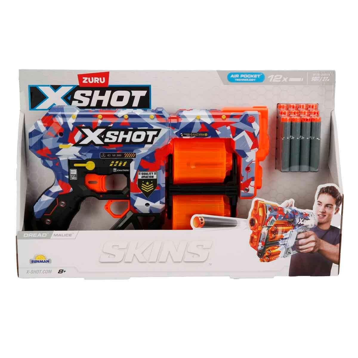 Oyuncak Silahlar, SUNMAN, X-Shot Skins Dread 12 Mermili Sünger Dart Atan Silah 31 cm 37848 Malice