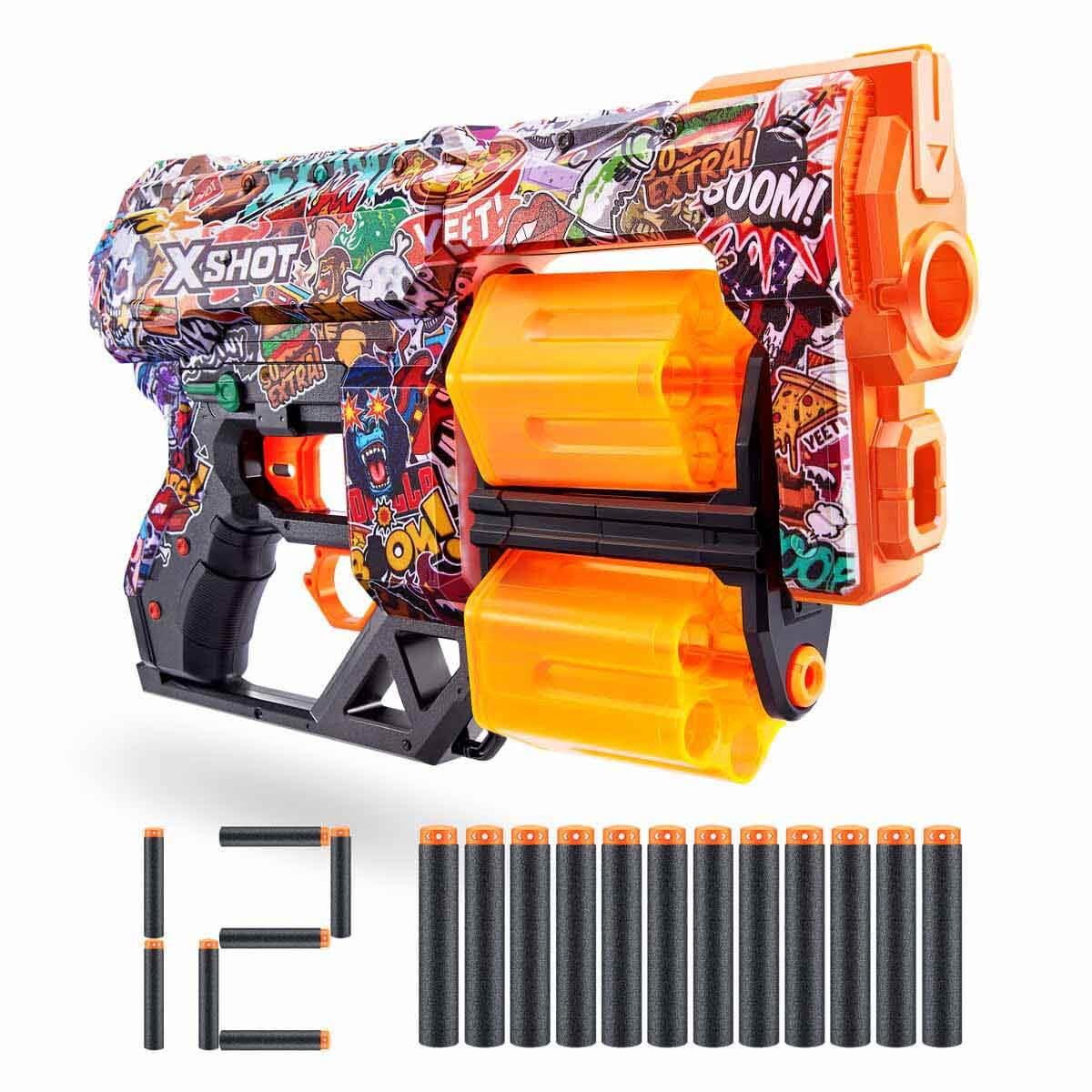 Oyuncak Silahlar, Sunman, X-Shot Skins Dread 12 Mermili Sünger Dart Atan Silah 31 cm S01036517 Sketch