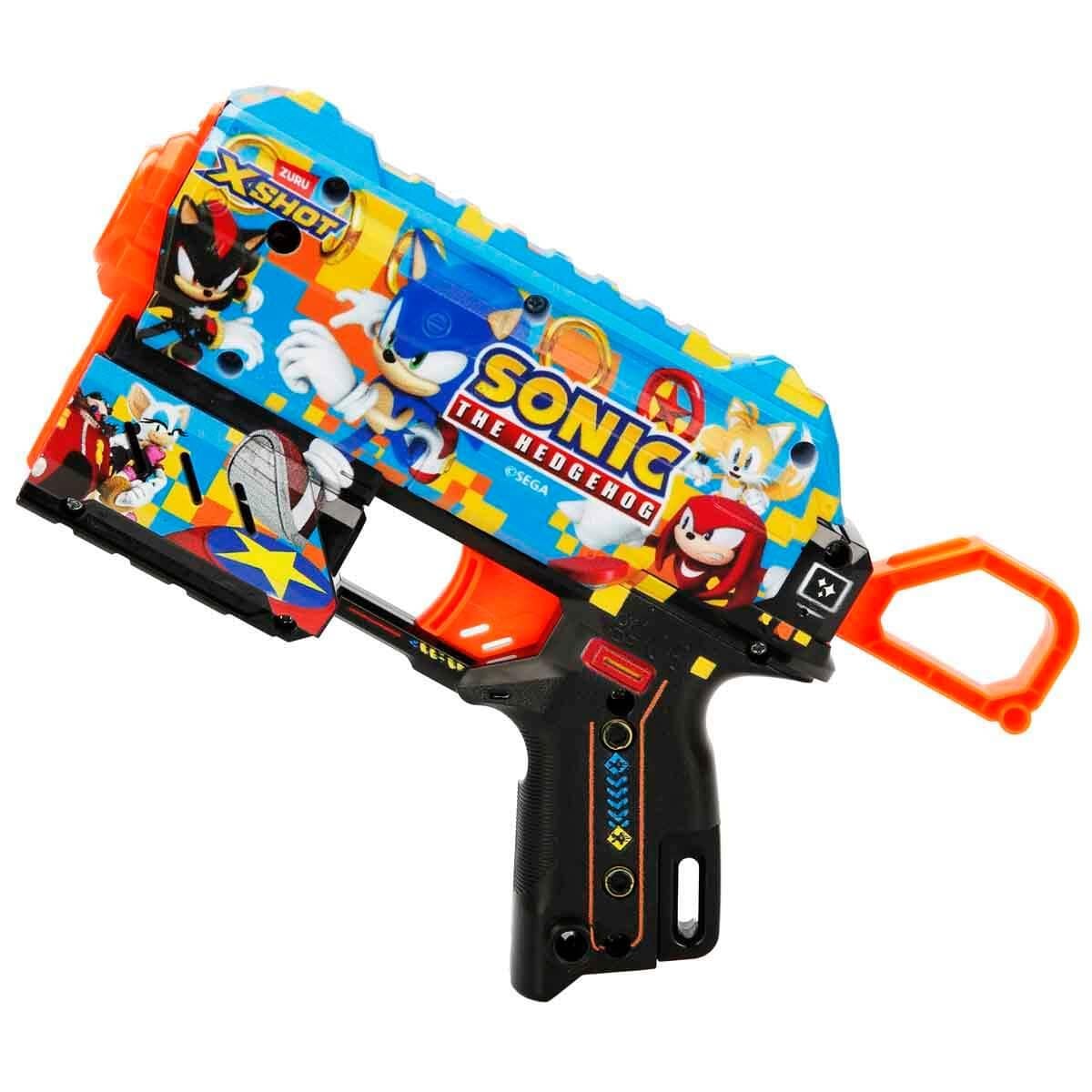 Oyuncak Silahlar, Sunman, X-Shot Skins Flux Sonic The Hedgehog 8 Mermili Sünger Dart Atan Silah 21 cm 57952 Sonic Team