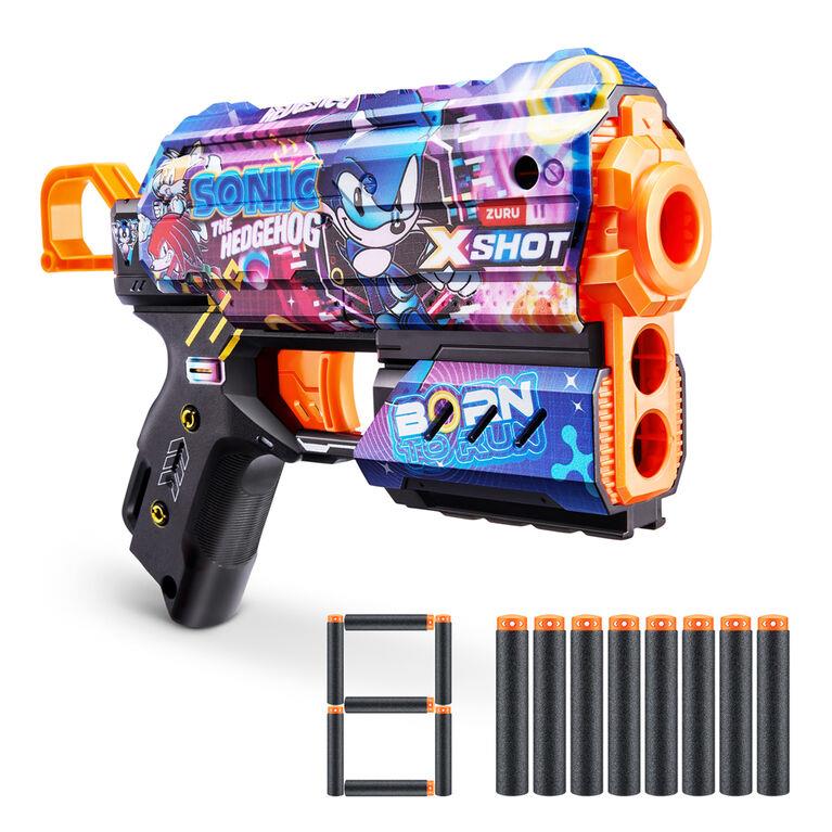 Oyuncak Silahlar, Sunman, X-Shot Skins Flux Sonic The Hedgehog 8 Mermili Sünger Dart Atan Silah 21 cm 57952 Super Speed