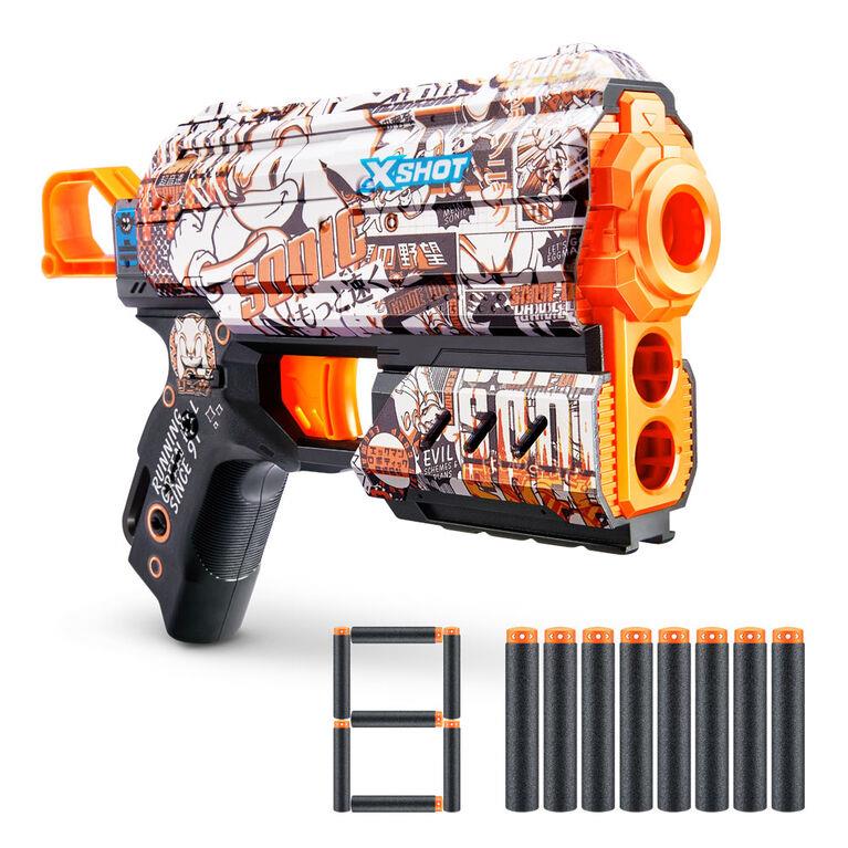 Oyuncak Silahlar, Sunman, X-Shot Skins Flux Sonic The Hedgehog 8 Mermili Sünger Dart Atan Silah 21 cm 57952 Retro