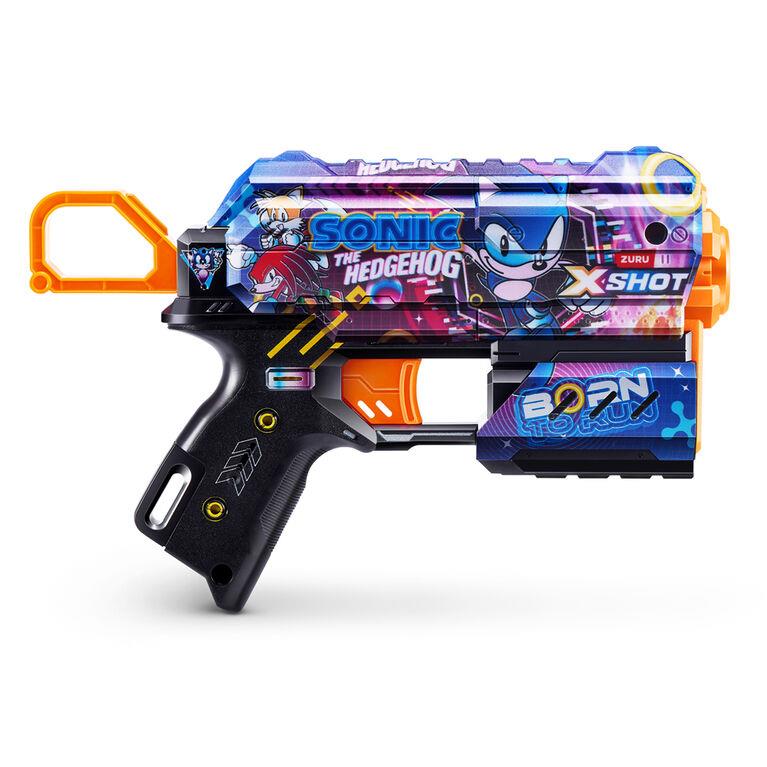 Oyuncak Silahlar, Sunman, X-Shot Skins Flux Sonic The Hedgehog 8 Mermili Sünger Dart Atan Silah 21 cm 57952 Super Speed