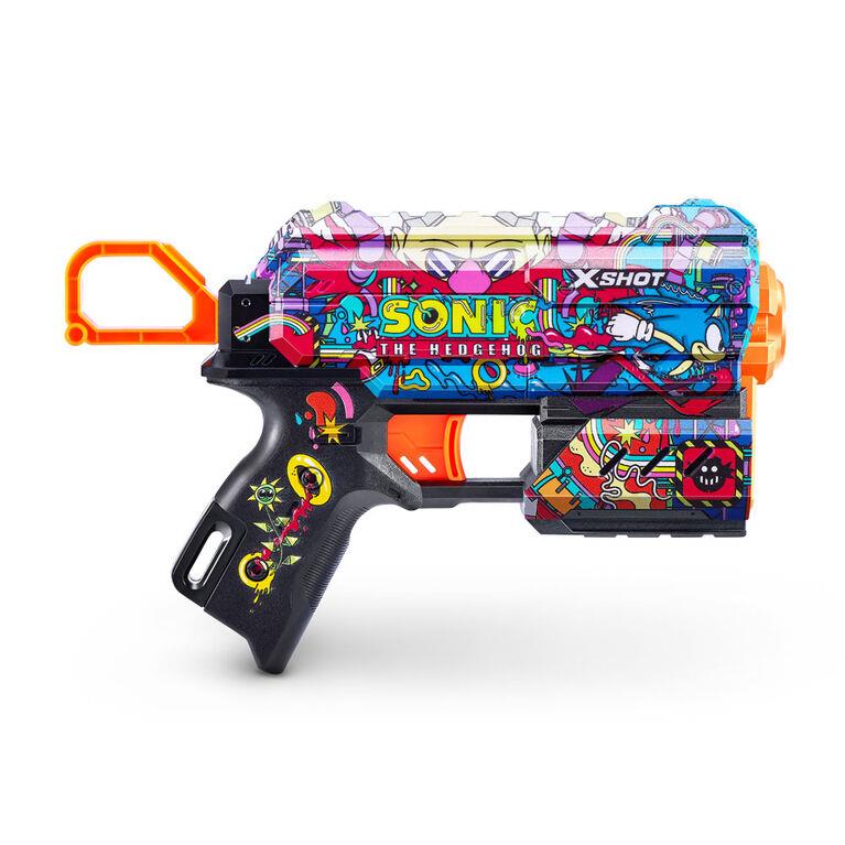 Oyuncak Silahlar, Sunman, X-Shot Skins Flux Sonic The Hedgehog 8 Mermili Sünger Dart Atan Silah 21 cm 57952 Robotnık