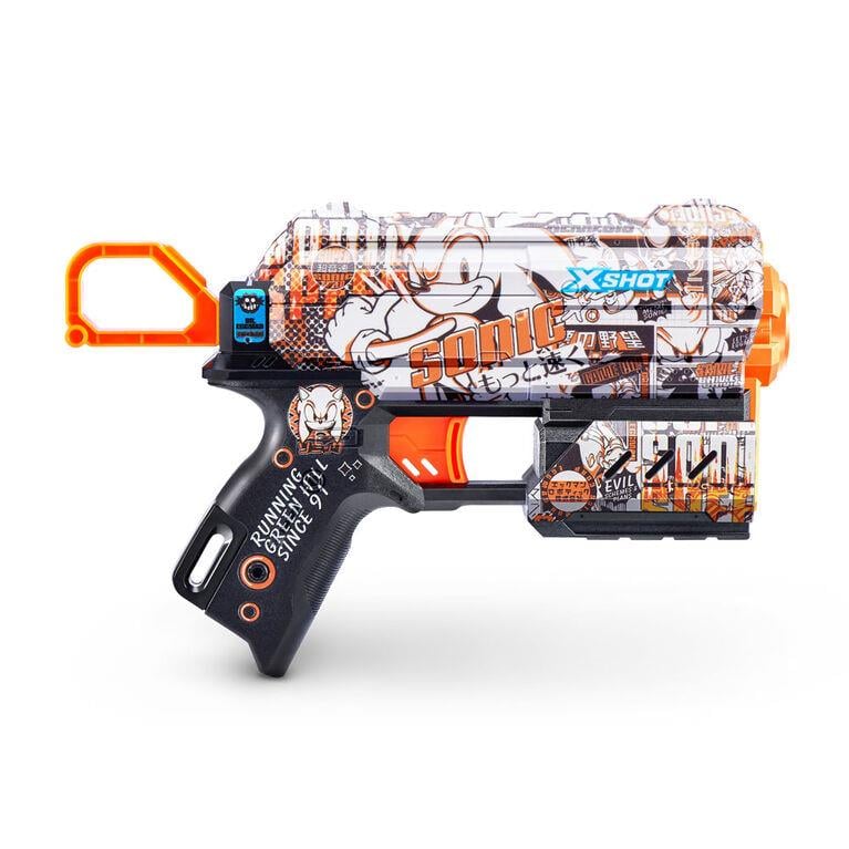 Oyuncak Silahlar, Sunman, X-Shot Skins Flux Sonic The Hedgehog 8 Mermili Sünger Dart Atan Silah 21 cm 57952 Retro
