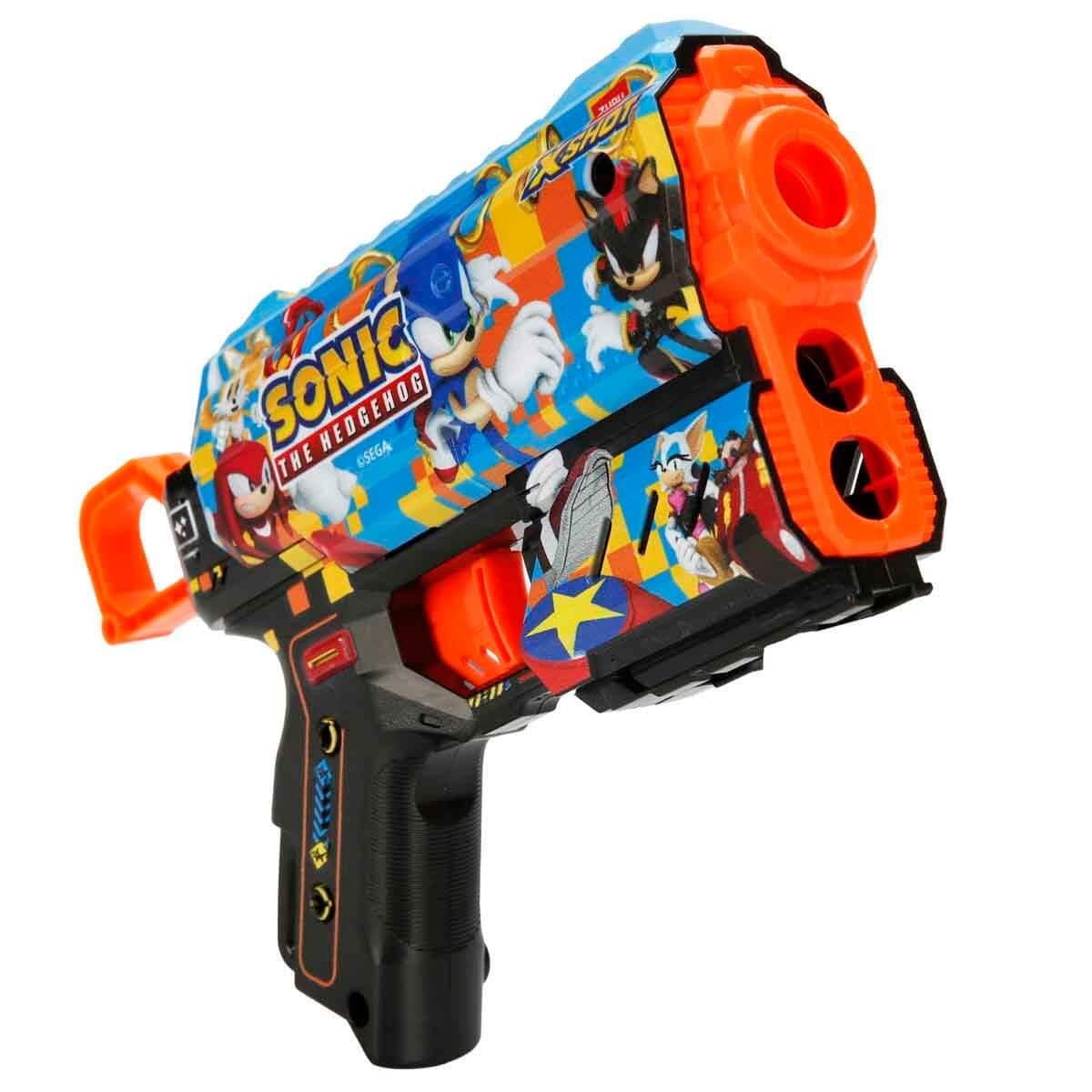 Oyuncak Silahlar, Sunman, X-Shot Skins Flux Sonic The Hedgehog 8 Mermili Sünger Dart Atan Silah 21 cm 57952 Sonic Team